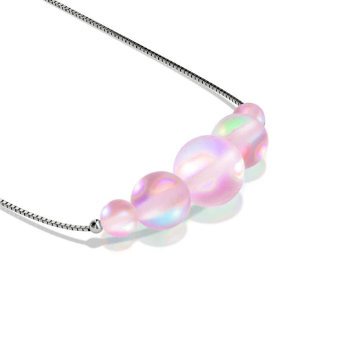 Rosa | 925 Sterling Silber | Meerjungfrau Glas Unendlichkeitsverschluss Halskette